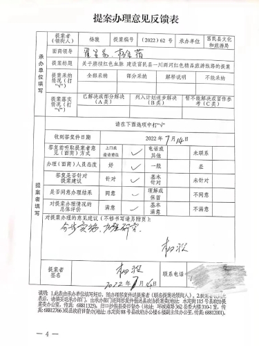 提案办理意见反馈表（杨骏）