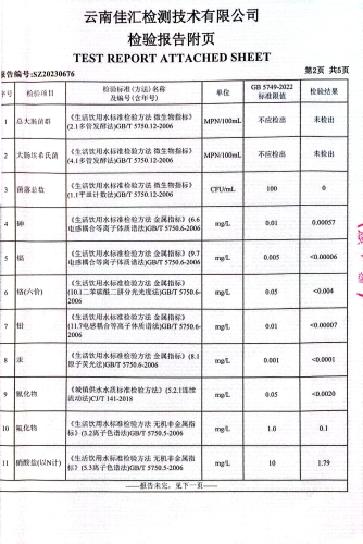 三水厂出厂水水质检测报告2
