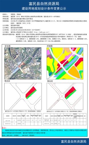 富民县自然资源局建设用地规划条件变更公示【富国用（2016）第002号国有土地使用证所属宗地（富民县J2015—60号地块）】
