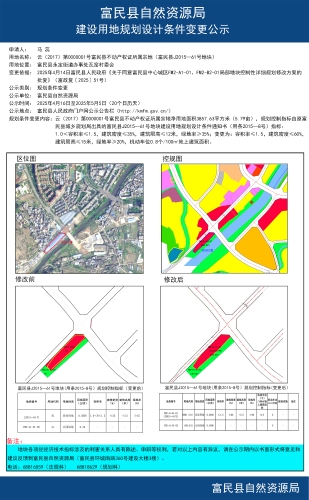 富民县自然资源局建设用地规划条件变更公示【云（2017）第0000001号富民县不动产权证所属宗地（富民县J2015-61号地块）】