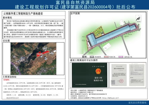 建设工程规划许可证（建字第富民县202600004号）批后公布（云南振华重工智能制造生产基地建设项目）