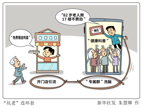 【普法漫画】“坑老”连环套（来源：中国普法网）