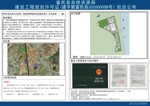 建设工程规划许可证（建字第富民县202600008号）批后公布（昆明市富民县污水处理厂及配套管网提质改造建设项目—污水处理厂（二期））